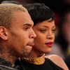 Chris Brown and Rihanna at the NBA game between the Knicks and Lakers in 2012