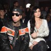 Tyga and Kylie Jenner attend the Front Row for the Philipp Plein Fall/Winter 2017/2018 Women's And Men's Fashion Show 
