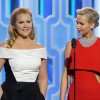 The moment together when Amy Schumer and Jennifer Lawrence is onstage during the 73rd Annual Golden Globe Awards at The Beverly Hilton Hotel on Jan. 10, 2016 in Beverly Hills, California. 